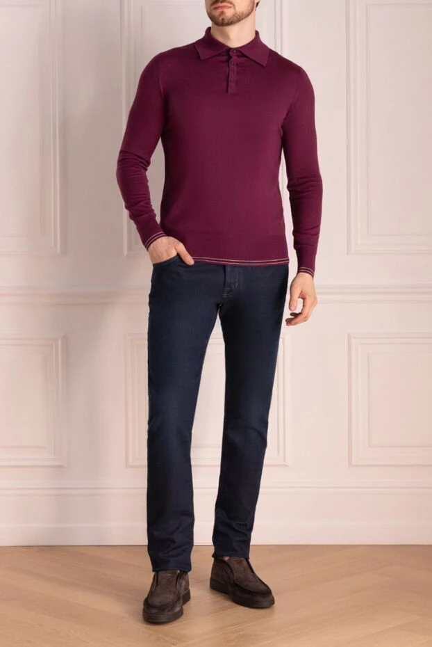 Massimo Sforza man wool long sleeve polo burgundy for men 137044 - photo 2