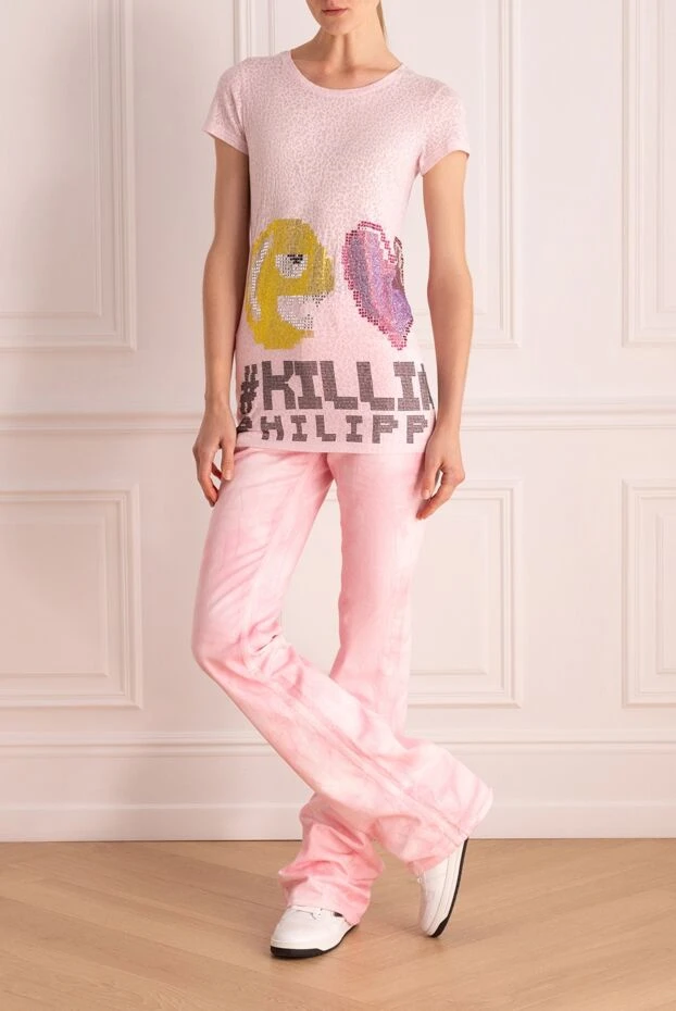 Philipp Plein женские футболка из полиэстера и хлопка розовая женская купить с ценами и фото 137215 - фото 2