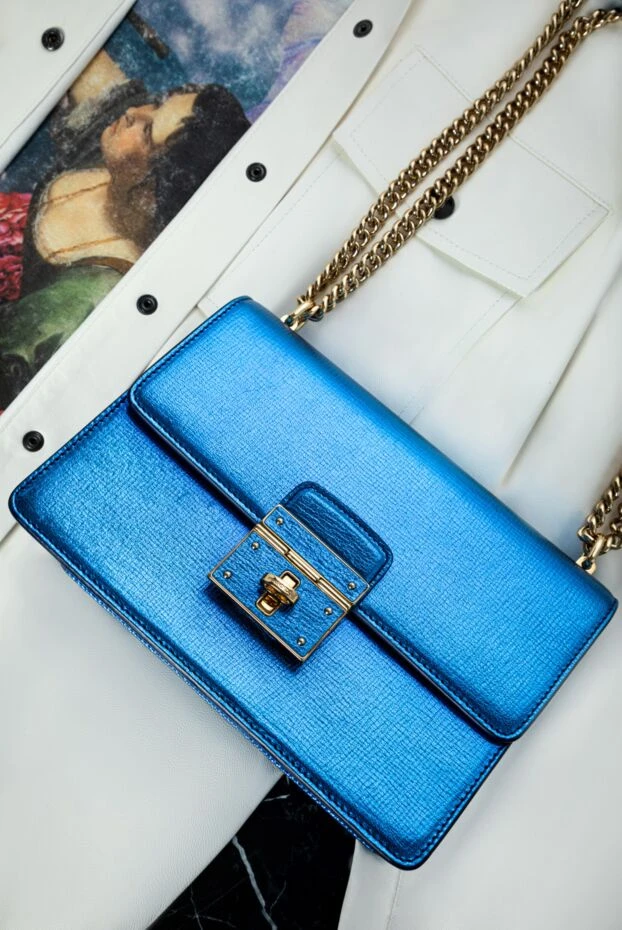 Dolce & Gabbana сумка женская кожаная бархатно-синяя 137252 - фото 2