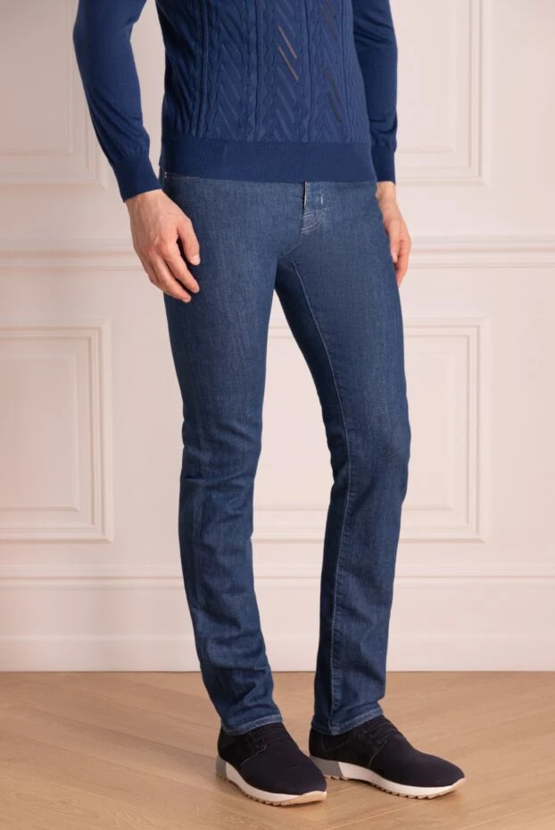 Jacob Cohen мужские джинсы из хлопка и полиэстера синие мужские купить с ценами и фото 137306 - фото 2