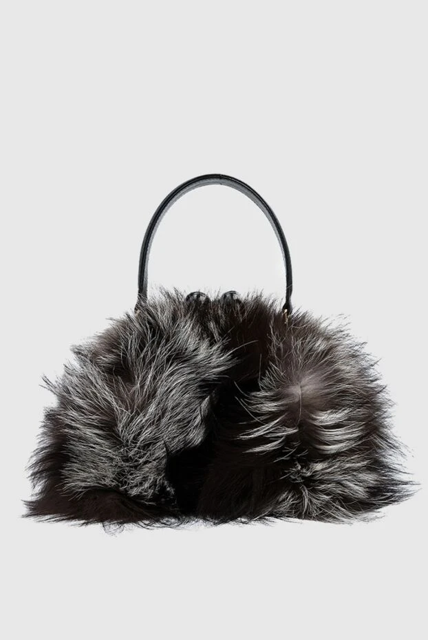 Capaf women's black bag made of leather and fur 137423 - photo 1