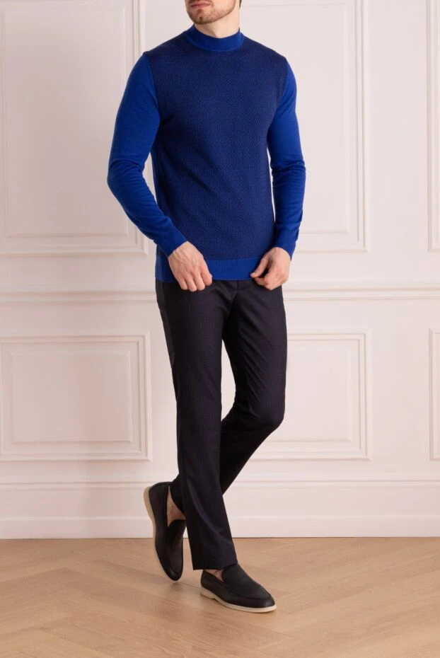 Umberto Vallati man wool, silk and cashmere jumper blue for men buy with prices and photos 137783 - photo 2