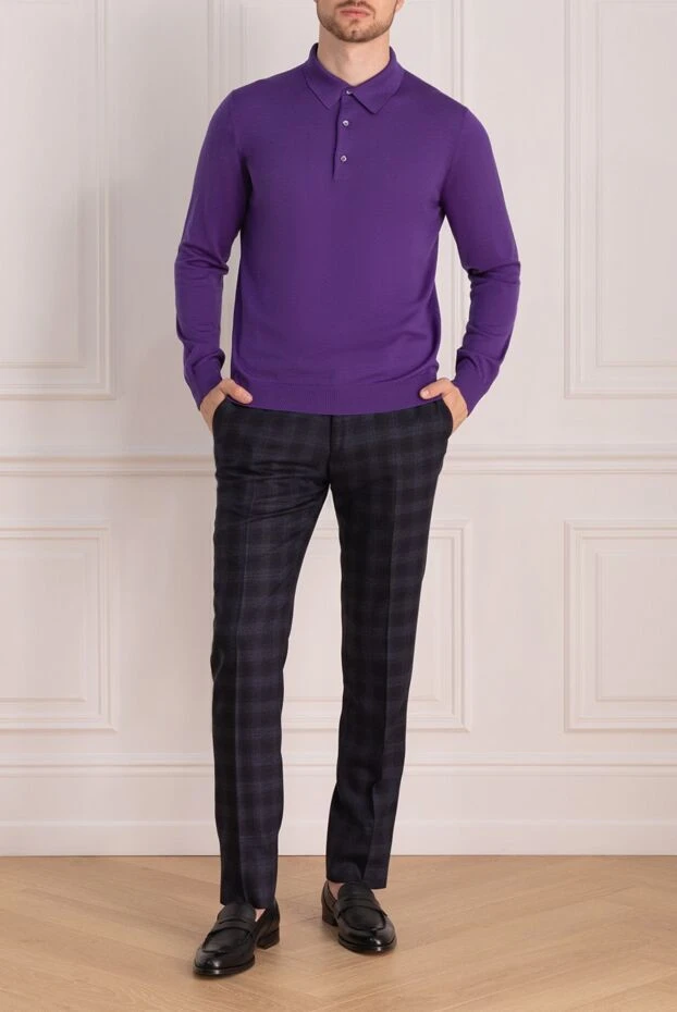 Cesare di Napoli man wool long sleeve polo violet for men buy with prices and photos 137948 - photo 2