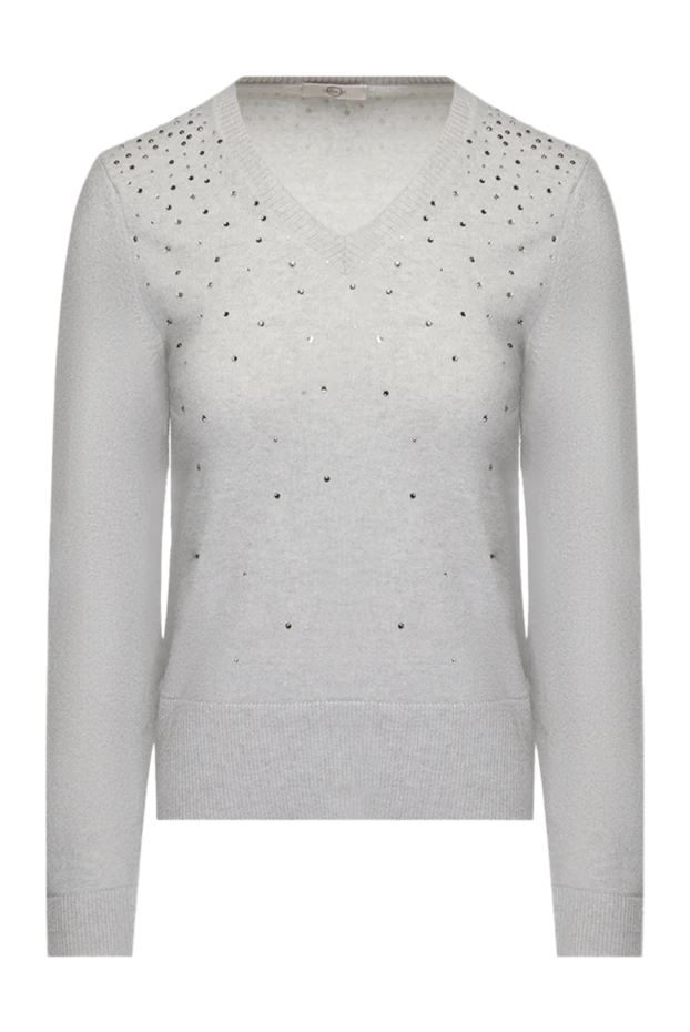 Casheart grey cashmere womens jumper with a v-neckline and swarovski crystals 138057 - photo 1