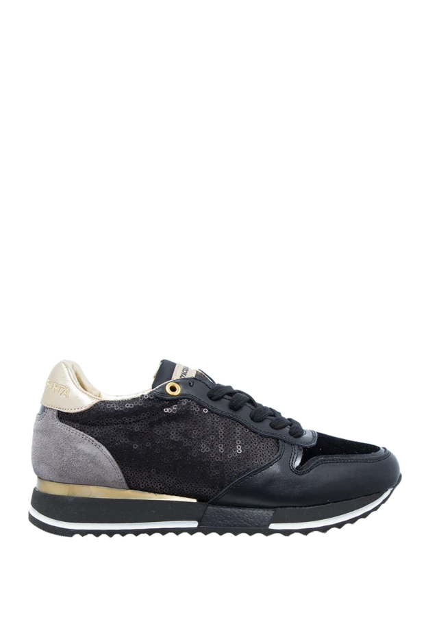 D`Acquasparta women's sneakers with velvet inserts and golden trim in black 138207 - photo 1