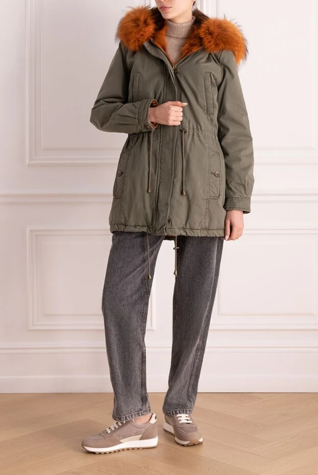 Alessandra Chamonix woman parka made of cotton and natural fur, green, for women 138252 - photo 2