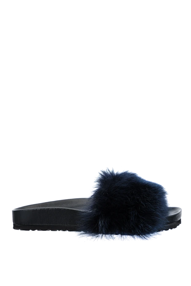 Women's slippers with fur, gray