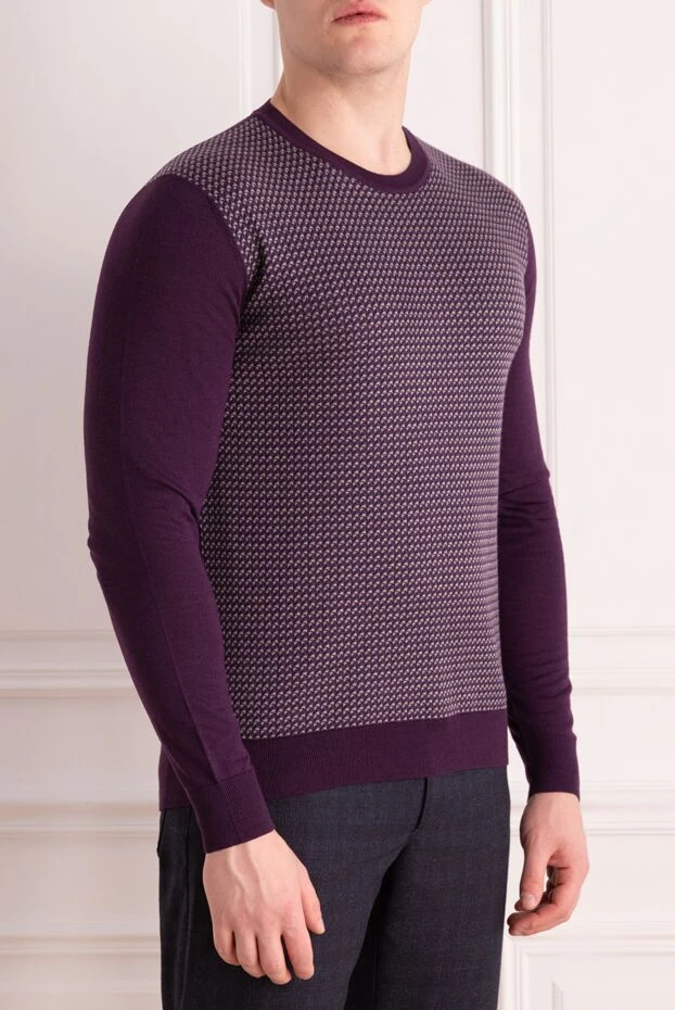 Cesare di Napoli man turtleneck jumper in wool and cashmere, blue for men 141997 - photo 3