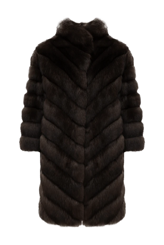 FG Furs женские шуба из натурального меха соболя коричневая женская 138457 - фото 1