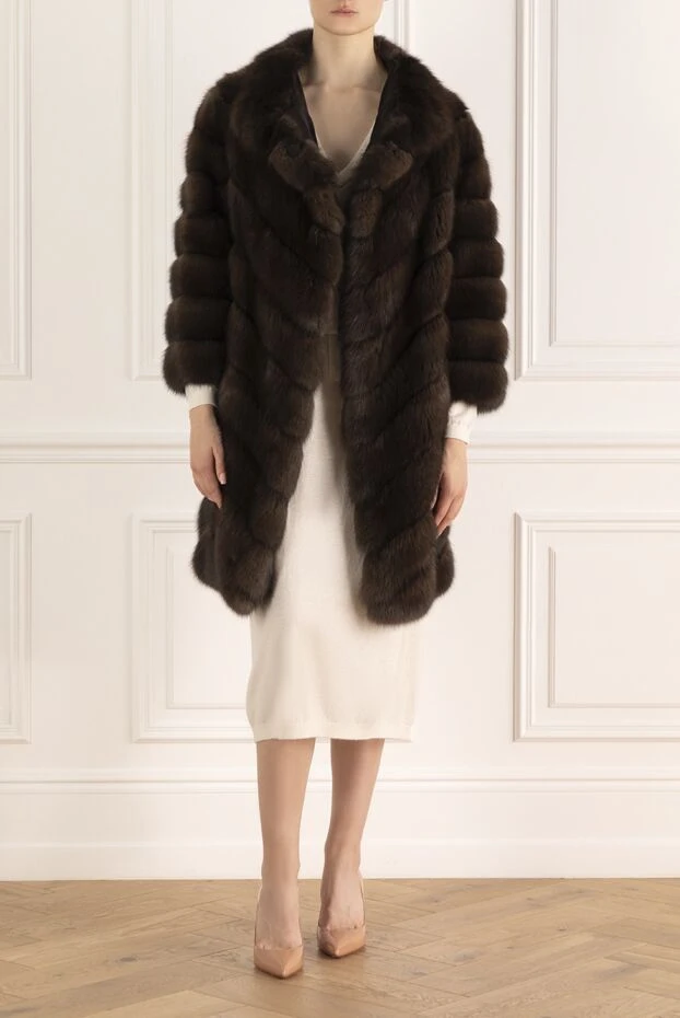FG Furs женские шуба из натурального меха соболя коричневая женская купить с ценами и фото 138457 - фото 2