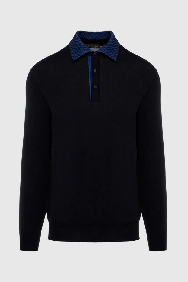 Cesare di Napoli man long sleeve polo in silk and cashmere black for men buy with prices and photos 138638 - photo 1