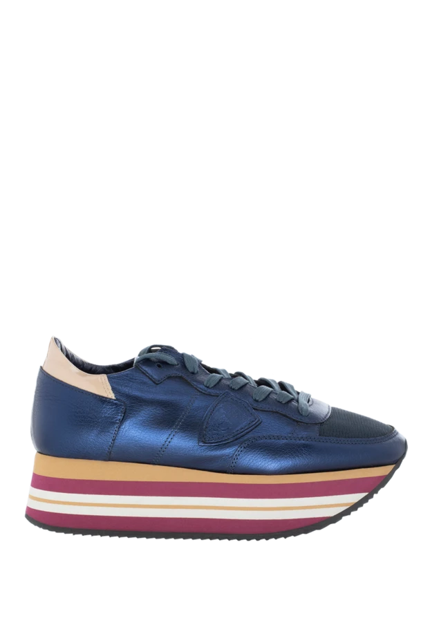 Philippe Model women's leather sneakers with a massive colorful sole in blue 138682 - photo 1