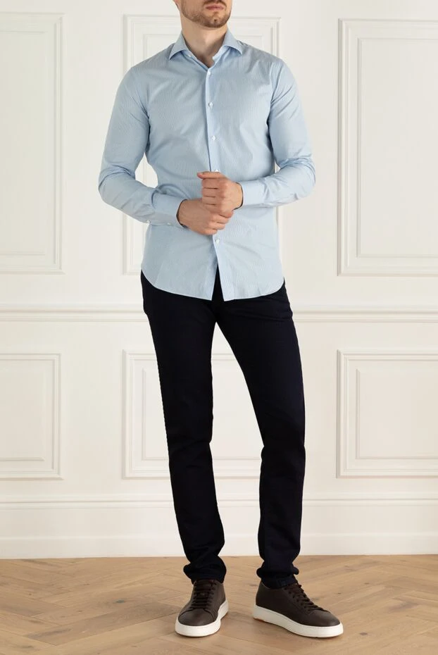 Alessandro Gherardi мужские сорочка из хлопка голубая мужская купить с ценами и фото 138691 - фото 2