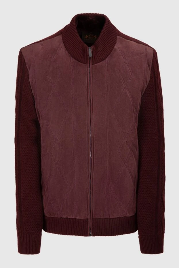 Mauro Conte man men's cardigan made of cashmere, suede and beaver burgundy buy with prices and photos 138712 - photo 1