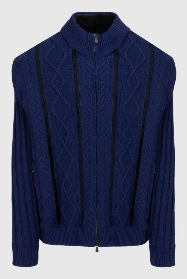 Mauro Conte man men's cardigan made of cashmere, silk and beaver blue buy with prices and photos 138762 - photo 1
