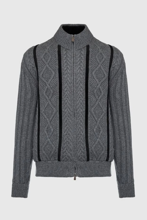 Mauro Conte cardigan for men made of cashmere, silk and beaver gray 138764 - photo 1