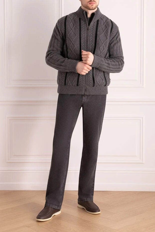 Mauro Conte man men's cardigan made of cashmere, silk and beaver gray buy with prices and photos 138764 - photo 2