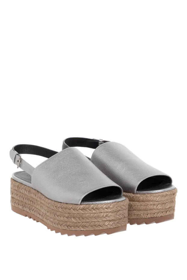 Brunello Cucinelli босоножки женские серебряные с контрастной подошвой 139027 - фото 3