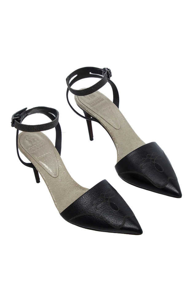 Brunello Cucinelli босоножки женские черные кожаные с узором 139032 - фото 3