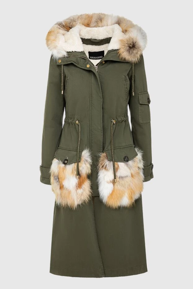 Green cotton and elastane parka for women