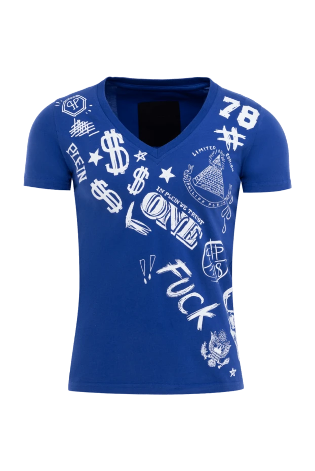 Philipp Plein мужские футболка из хлопка синяя мужская купить с ценами и фото 139215 - фото 1