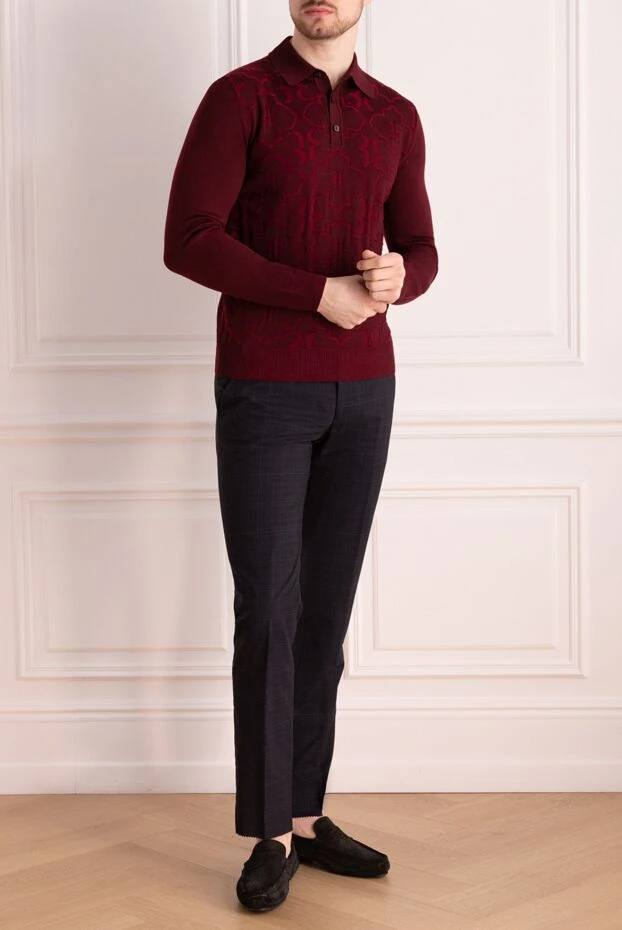 Billionaire man wool long sleeve polo burgundy for men 139278 - photo 2