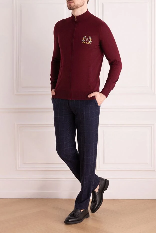 Billionaire man men's cardigan made of wool, silk and cashmere burgundy buy with prices and photos 139279 - photo 2