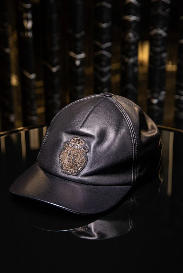 Billionaire кепка из кожи черная декорирована вышитым логотипом мужская 139342 - фото 2