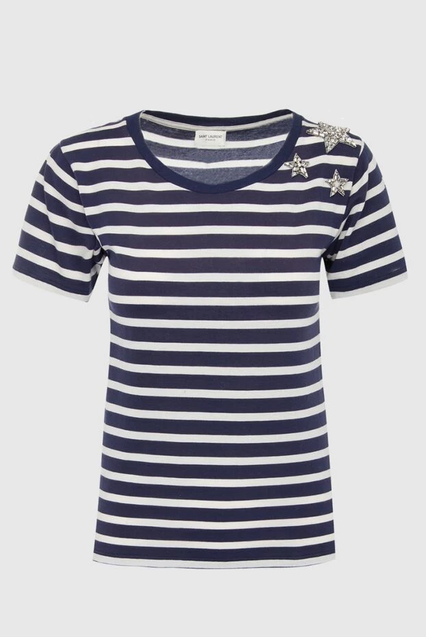 Saint Laurent blue cotton t-shirt for women 139526 - photo 1