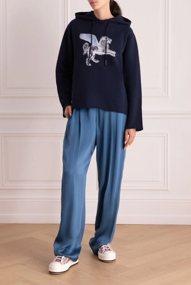 Stella McCartney жіночі штани з ацетату та віскози сині жіночі купити фото з цінами 139589 - фото 2