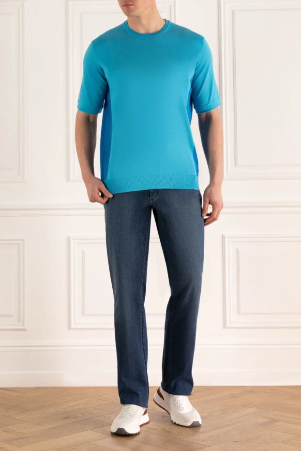 Basic T-shirt in a rich blue shade made of jersey - photo 2