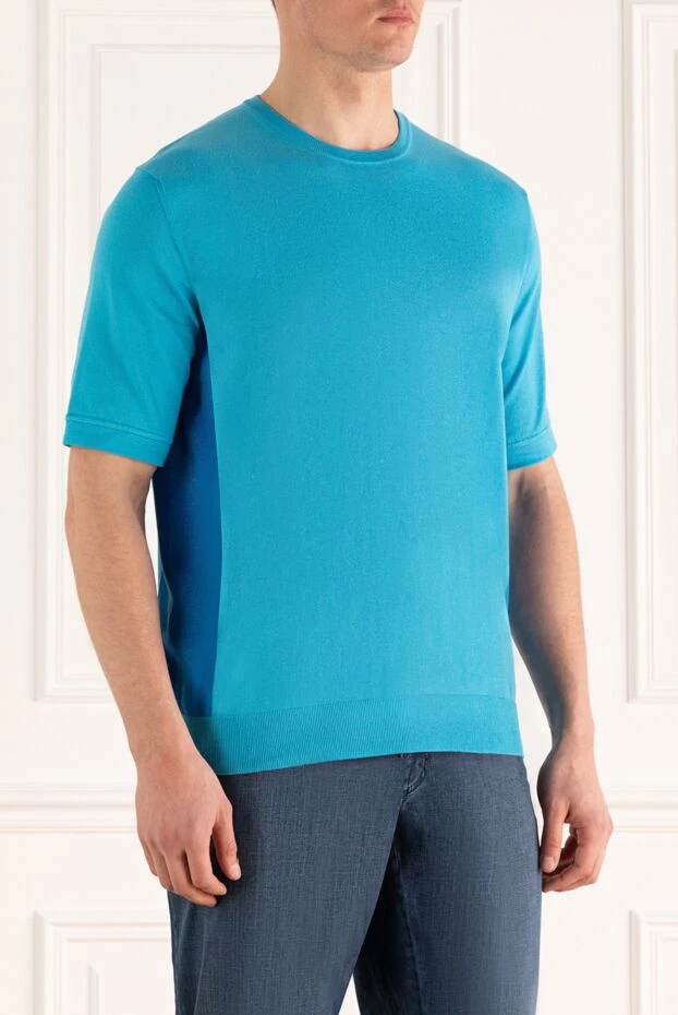 Cesare di Napoli basic t-shirt in a rich blue shade made of jersey 197009 - photo 3
