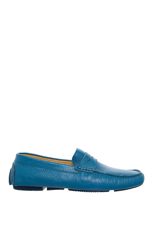 Cesare di Napoli man moccasins for men made of blue leather buy with prices and photos 139714 - photo 1