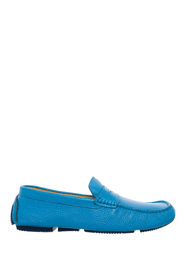 Cesare di Napoli man moccasins for men made of blue leather buy with prices and photos 139715 - photo 1