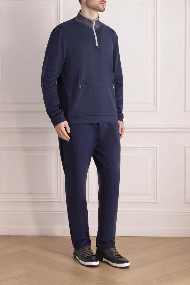 Ermenegildo Zegna костюм спортивный мужской из хлопка и нейлона синий 197098 - фото 3