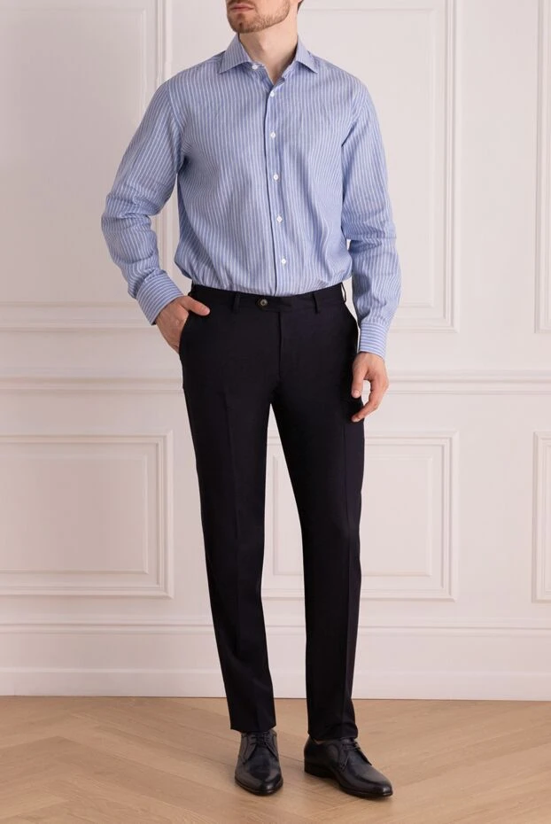 Bilancioni мужские брюки из шерсти синие мужские купить с ценами и фото 139747 - фото 2