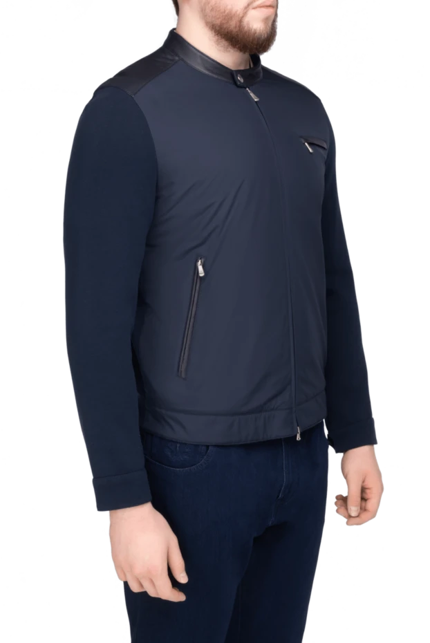 Bilancioni куртка з бавовни та шкіри синя чоловіча 139759 - фото 3