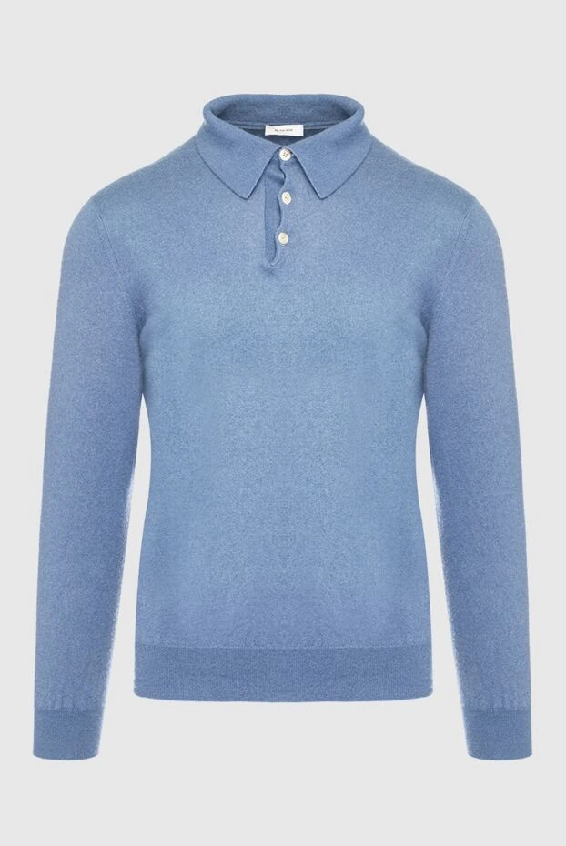 Bilancioni long-sleeved cashmere polo shirt blue for men 196490 - photo 1