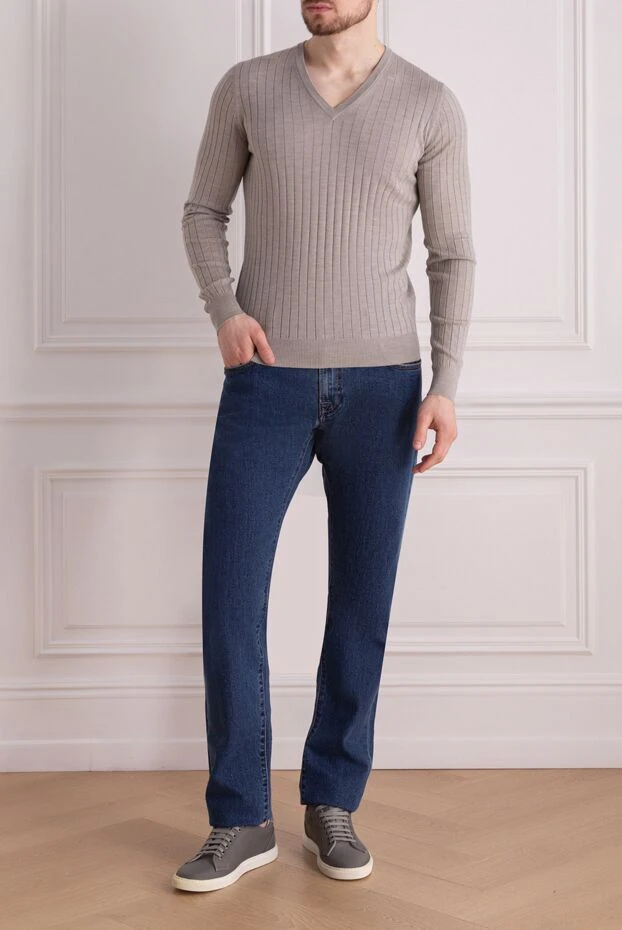 Bilancioni man jumper in cashmere, silk and wool white for men buy with prices and photos 139773 - photo 2