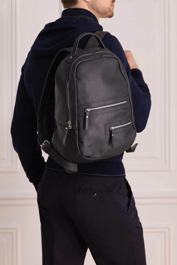 Doucal`s man blue leather backpack for men buy with prices and photos 139839 - photo 2