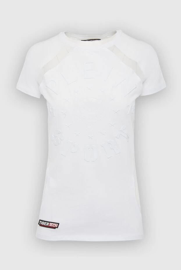 White fitted womens T-shirt with a print