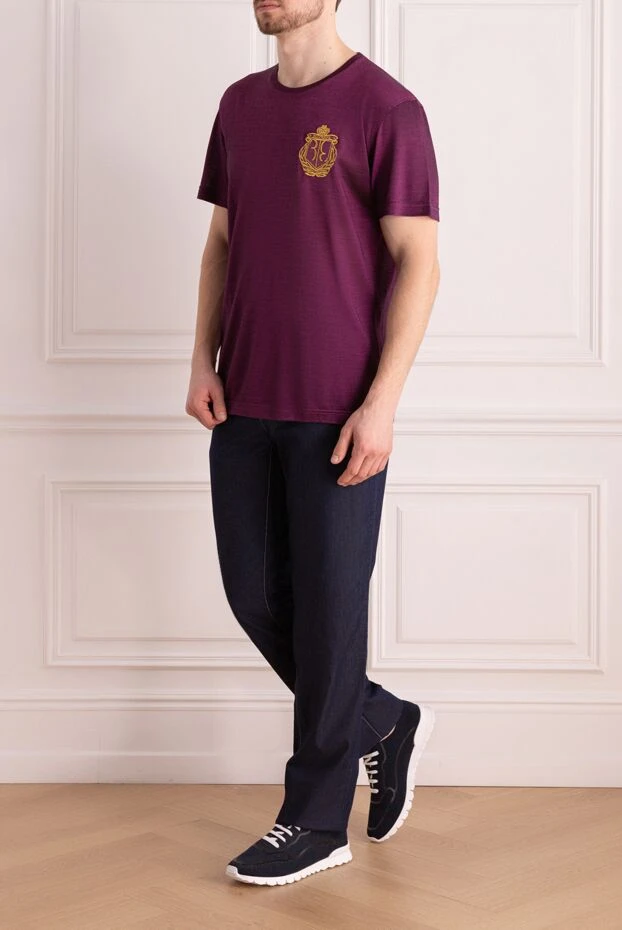 Billionaire t-shirt in rich burgundy color with relief texture and minimalist decor 195558 - photo 2