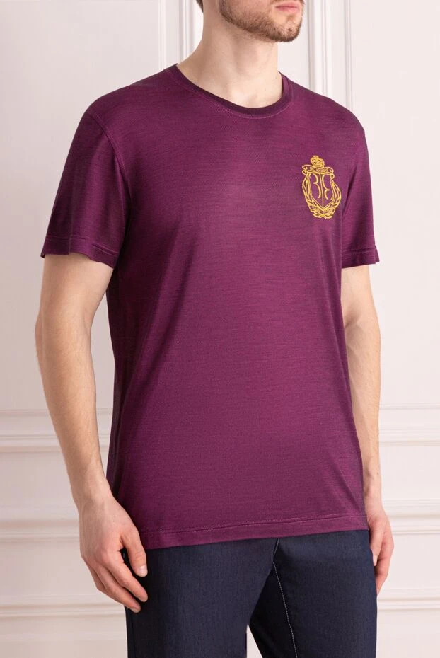 Billionaire t-shirt in rich burgundy color with relief texture and minimalist decor 195558 - photo 3