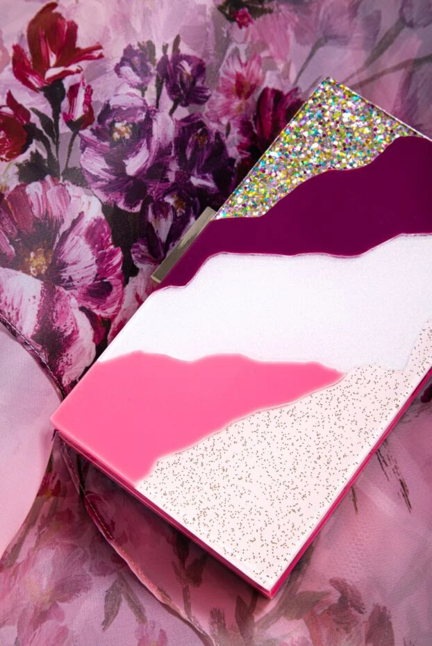 Olga Berg women's multicolored leather clutch 140009 - photo 2