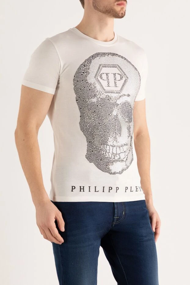 Philipp Plein мужские футболка из хлопка белая мужская 140016 - фото 3