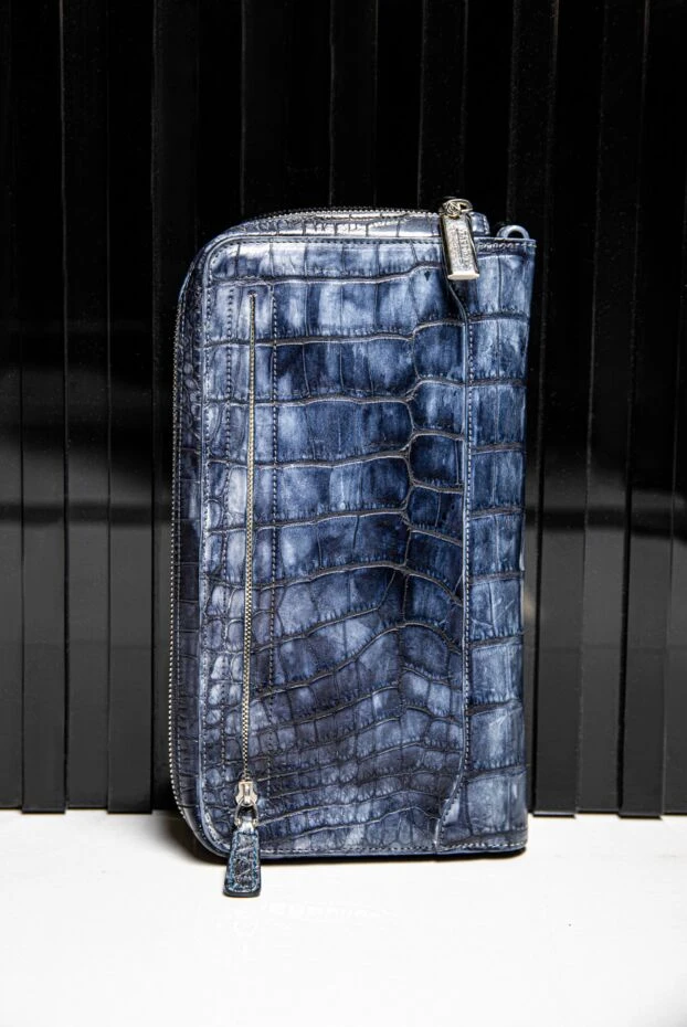 Tardini mens gradient blue alligator leather clutch 140098 - photo 2