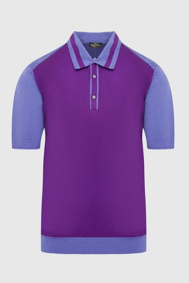 Cesare di Napoli men's purple cotton polo shirt with contrast inserts and buttons 196961 - photo 1