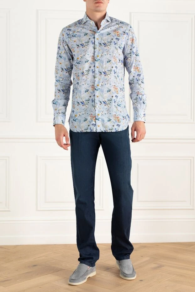 Orian man blue cotton shirt for men 140248 - photo 2