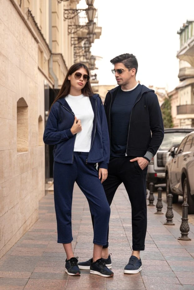 Костюм спортивний жіночий з бавовни синій - фото 2