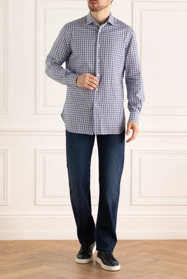 Kiton man blue cotton shirt for men 140300 - photo 2